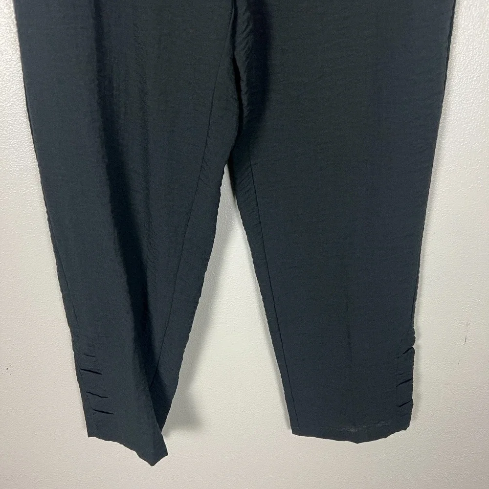 Habitat Ruched Ankle Pants Women Medium Black Solid Travel Stretch Office Career